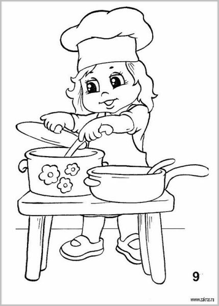Повар раскраска для детей