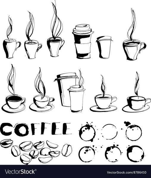 Стаканчик кофе черно белый