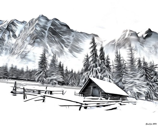 Зимний пейзаж Графика