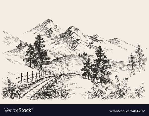 Горы пейзаж Выжиганием