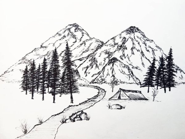 Наброски гор карандашом