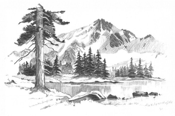Пейзаж карандашом