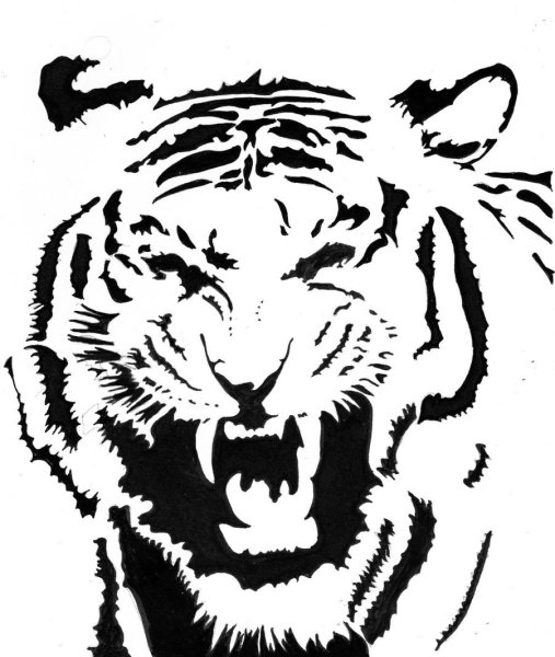 Тигр оскал тату контурный