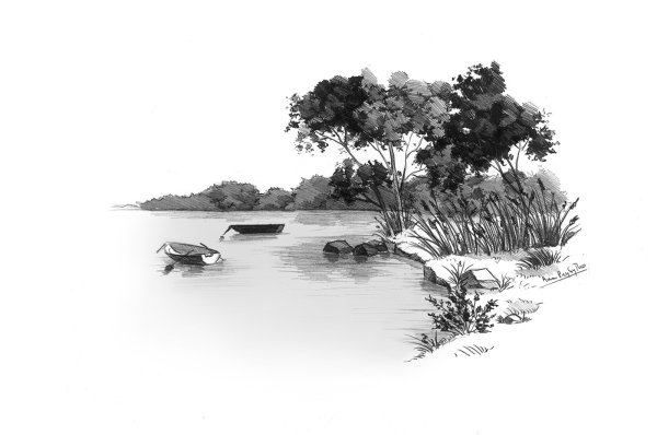 Озеро карандашом