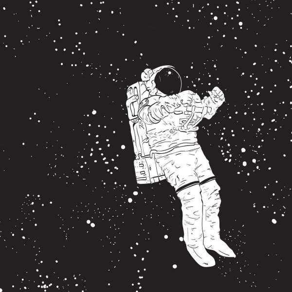 Космонавт арт чёрно белый