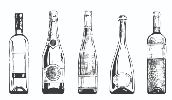 Бутылка вина эскиз