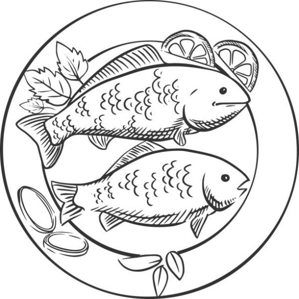Рыбные блюда раскраска для детей