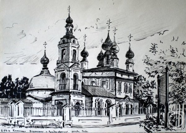 Успенский собор Елецкого монастыря рисунок