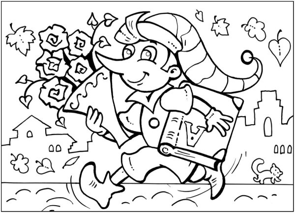 Буратино. Раскраска.