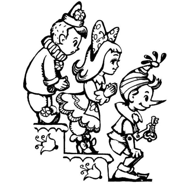 Золотой ключик или приключения Буратино картинки раскраски для детей