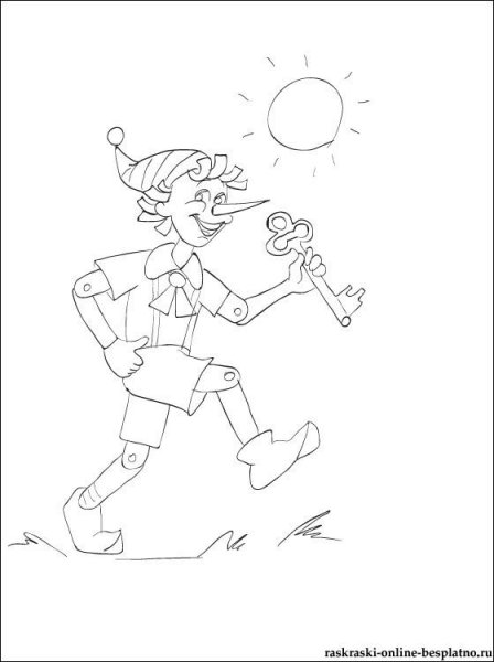 Буратино Артемон Пьеро раскраска