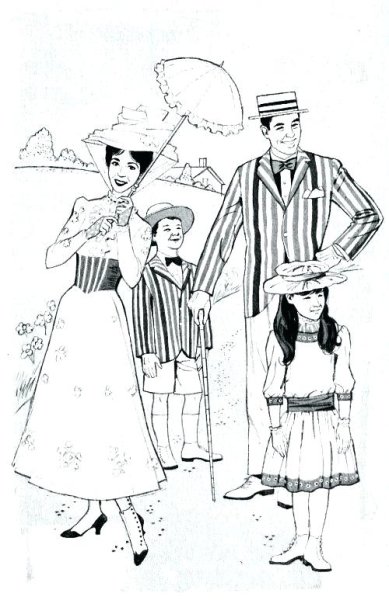 Мэри Поппинс разукрашка