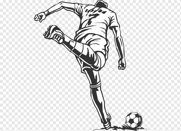 Футболист рисунок черно белый