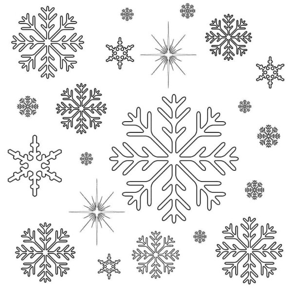 Раскраска снежинки много