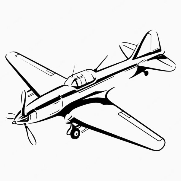 Военный самолет черно белый