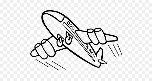 Самолет контурный рисунок