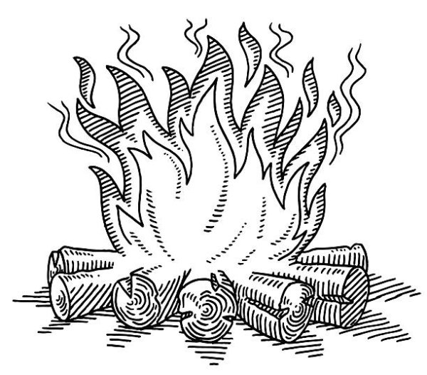 Трафарет дрова для костра