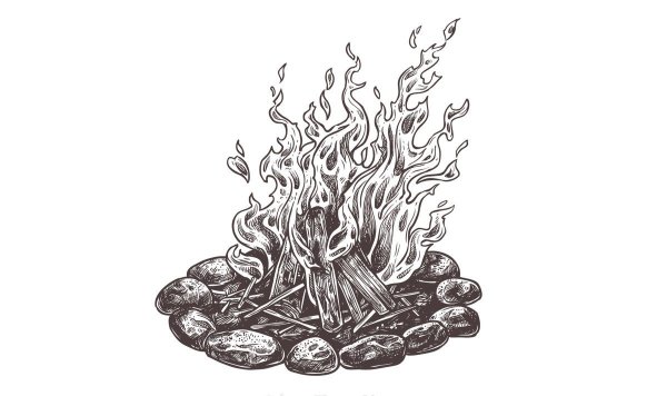Костер на белом фоне