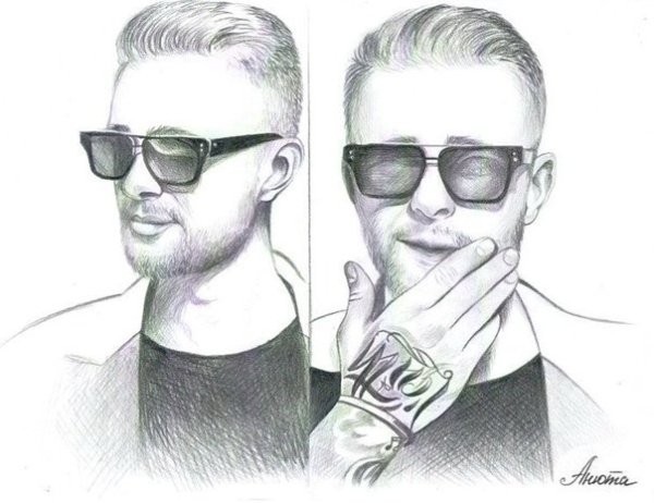 Портрет Егора Крида карандашом