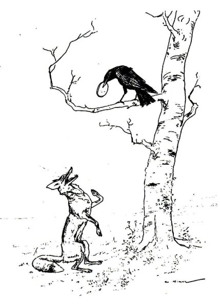 Раскраски к басне ворона и лисица для детей