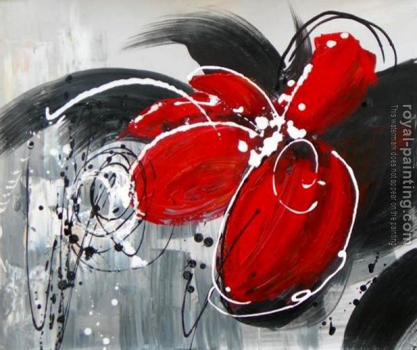 Абстрактная картина в черно белом Красном цвете