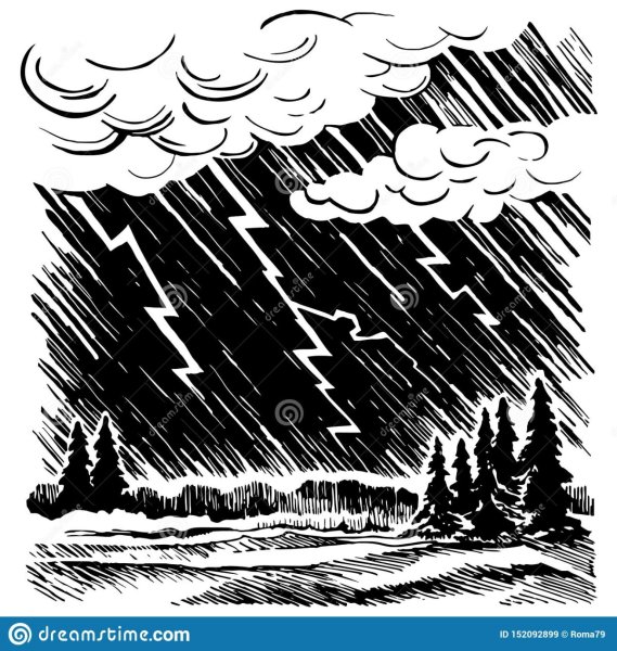 Гроза для срисовки карандашом