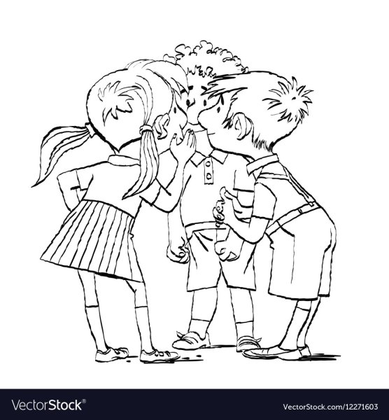 Мультяшные мальчик и девочка черно белый