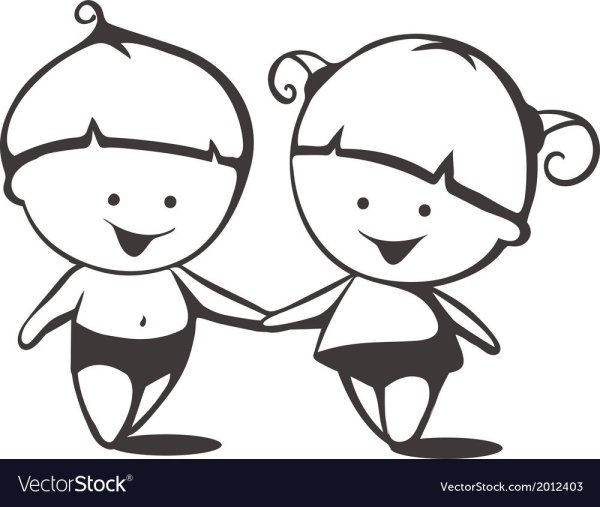 Мальчик и девочка контур
