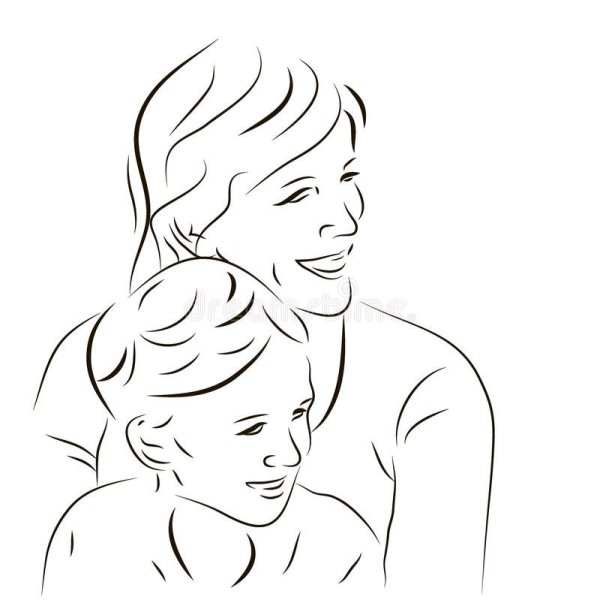 Мама и сын рисунок контур