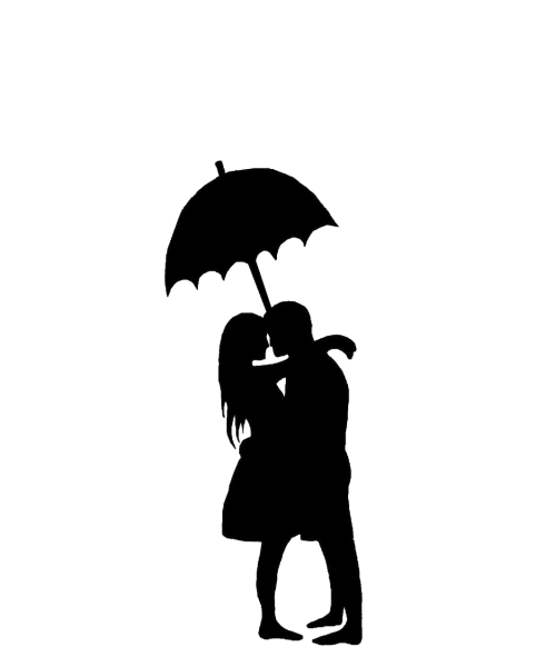 Силуэт девушки с зонтом