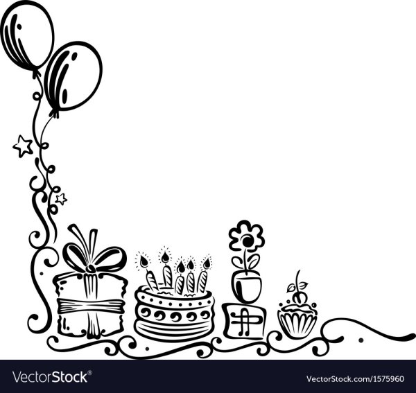 Рамка с днем рождения черно-белая