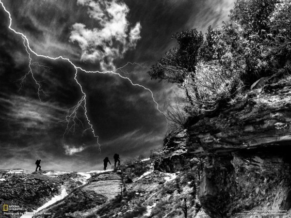 Молния чёрно белая