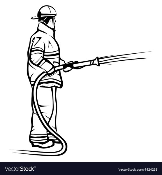 Пожарники со шлангом силуэт