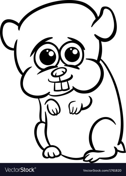 Хомячок рисунок для детей черно белый