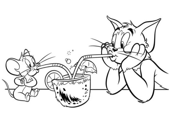 Разукрашки для детей том и Джерри