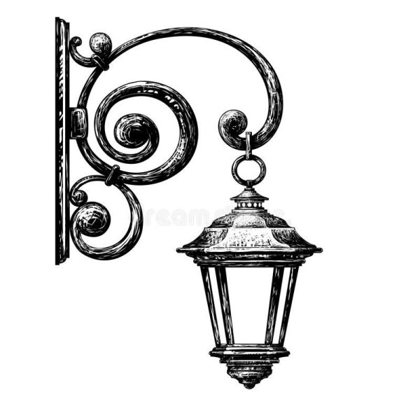 Трафарет старинного уличного фонаря