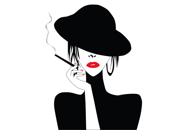 Дама в шляпе силуэт