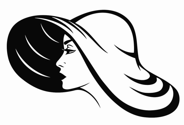 Лицо девушки в шляпе линией