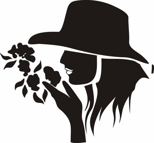 Силуэт девушки в шляпе