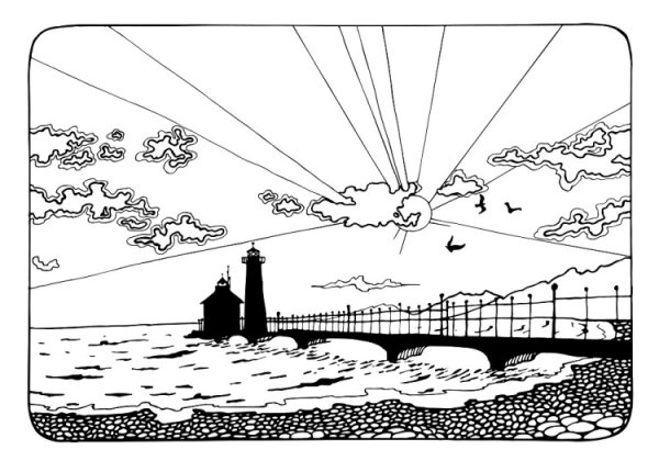 Раскраска антистресс море и закат