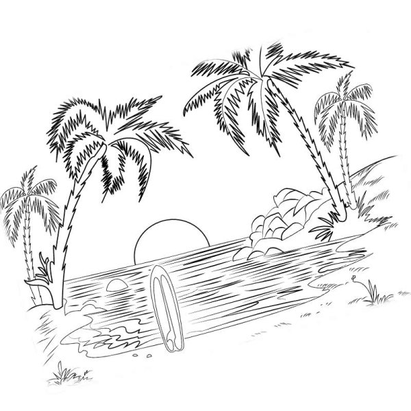 Морской пейзаж раскраска