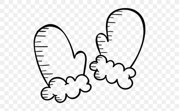 Варежка раскраска для детей на прозрачном фоне