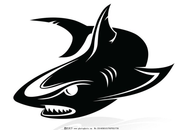 Акула черный контур