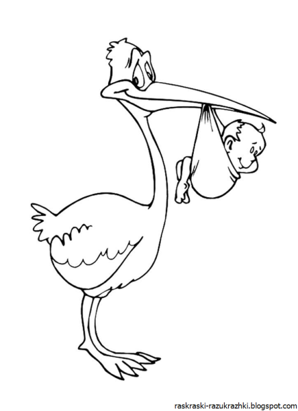 Аист раскраска для детей