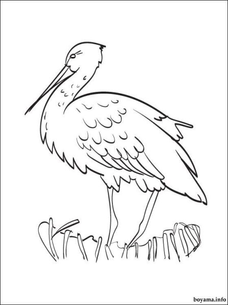 Трафарет аиста с ребенком