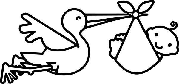 Раскраска Аист с младенцем