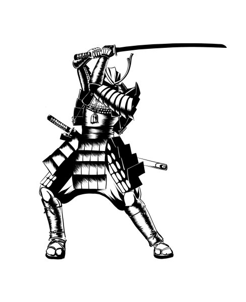 Самурай на белом фоне