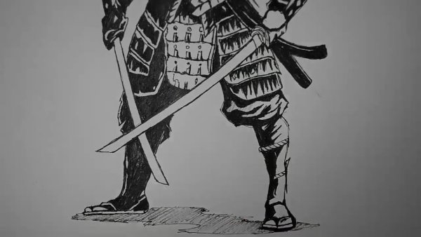 Самурай чёрно белый