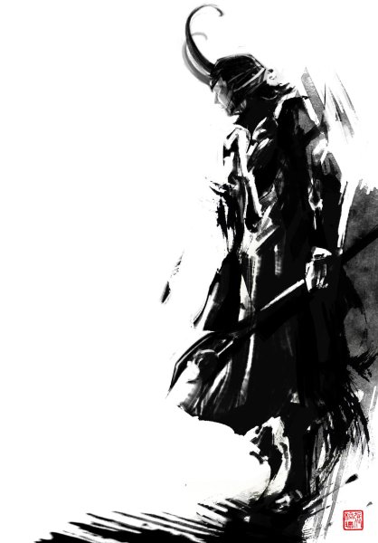 Самурай черно белый