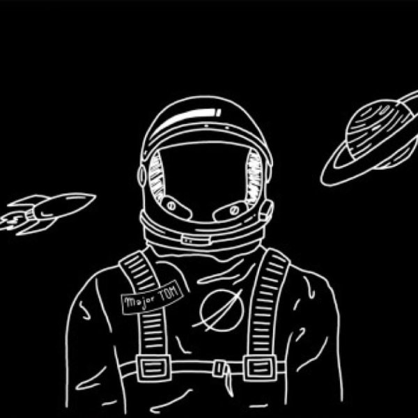 Космонавт арт чёрно белый